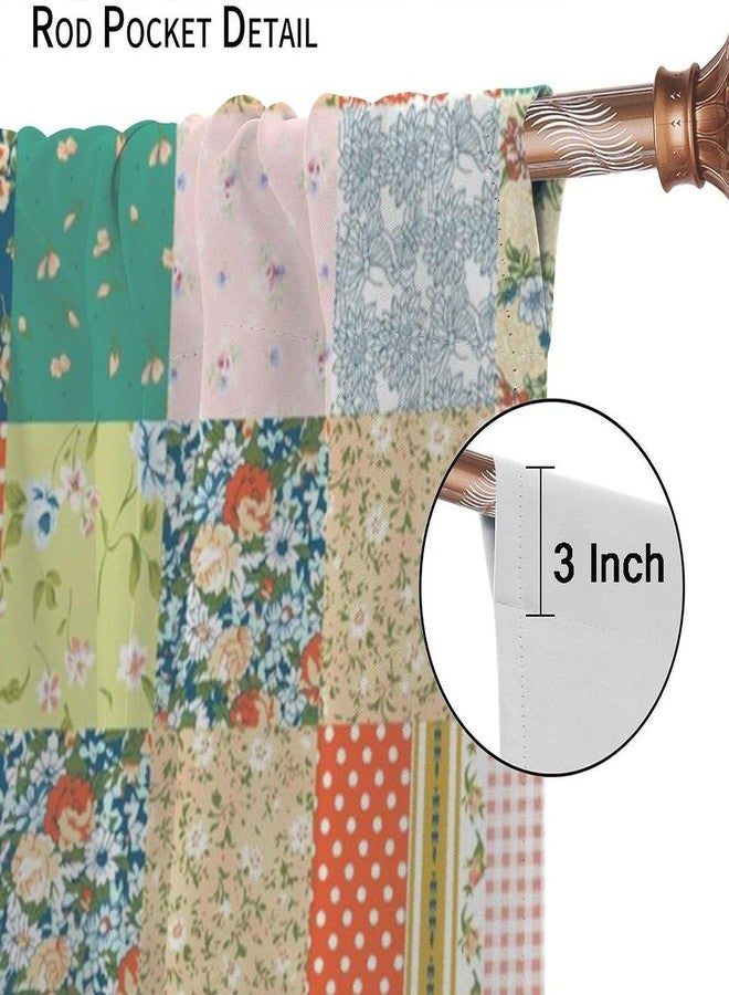 KANEPE Patchwork Curtains, Boho Floral Vintage Boho Colorful Spring Wild Flower Window Treatments, Rod Pocket Thermal Insulated Drapes 2 Panel Sets for Bedroom Living Room, 42" W x 45" L【Decor】 - Image 4